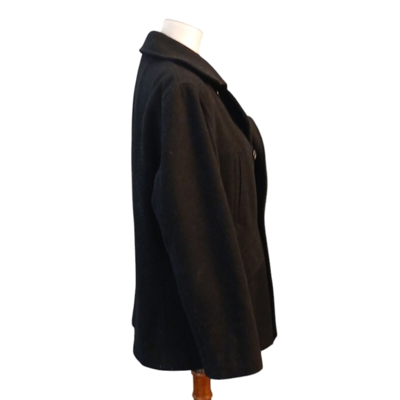 J. Crew Women's Black Pea Coat Size Medium Wool Blend Jacket - Picture 4 of 9